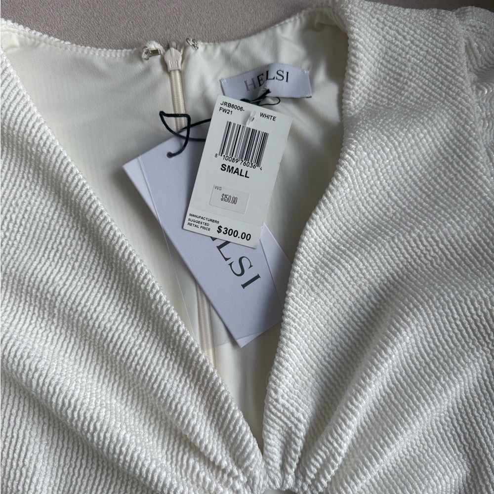 Helsi Womens Keyhole V-Neck Sheath Dress Small NWT Long Sleeves White Above Knee - Picture 3 of 6